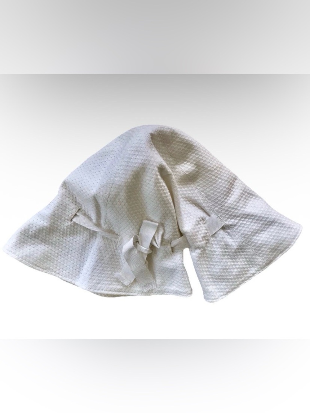 Lulu White Bow Tie Waffle Cloth Sun Hat One Size